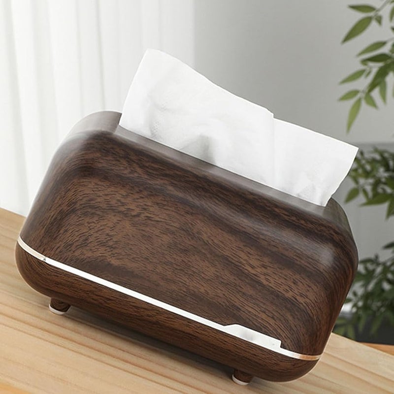 Walnut Color Tissue Box Cover Holder Spring Loaded Magnetic Design For Home Office Car - Image 3